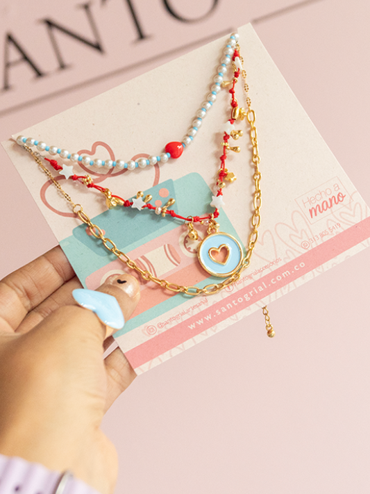 Pack X3 Collar Amour Bleu