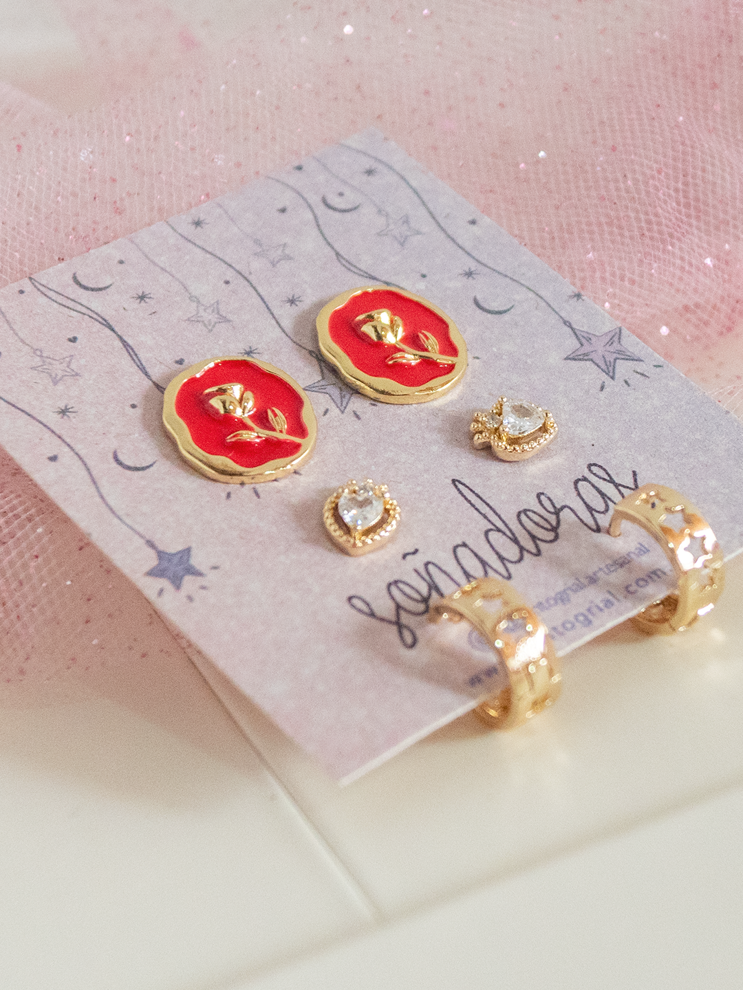 Set Aretes Cartas al Amor