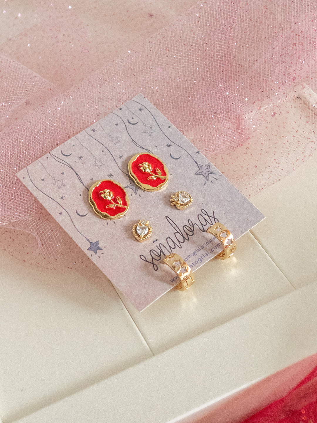 Set Aretes Cartas al Amor