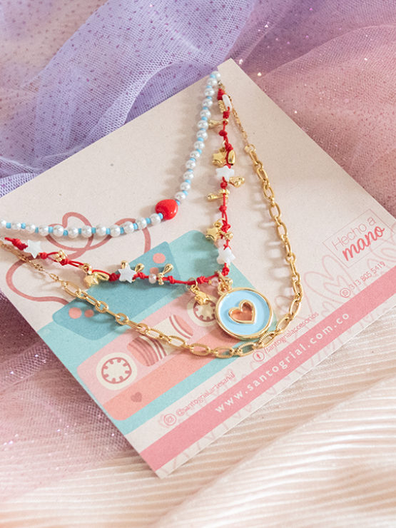 Pack X3 Collar Amour Bleu