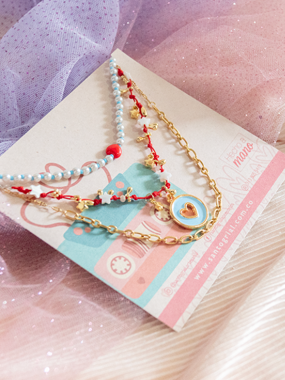 Pack X3 Collar Amour Bleu