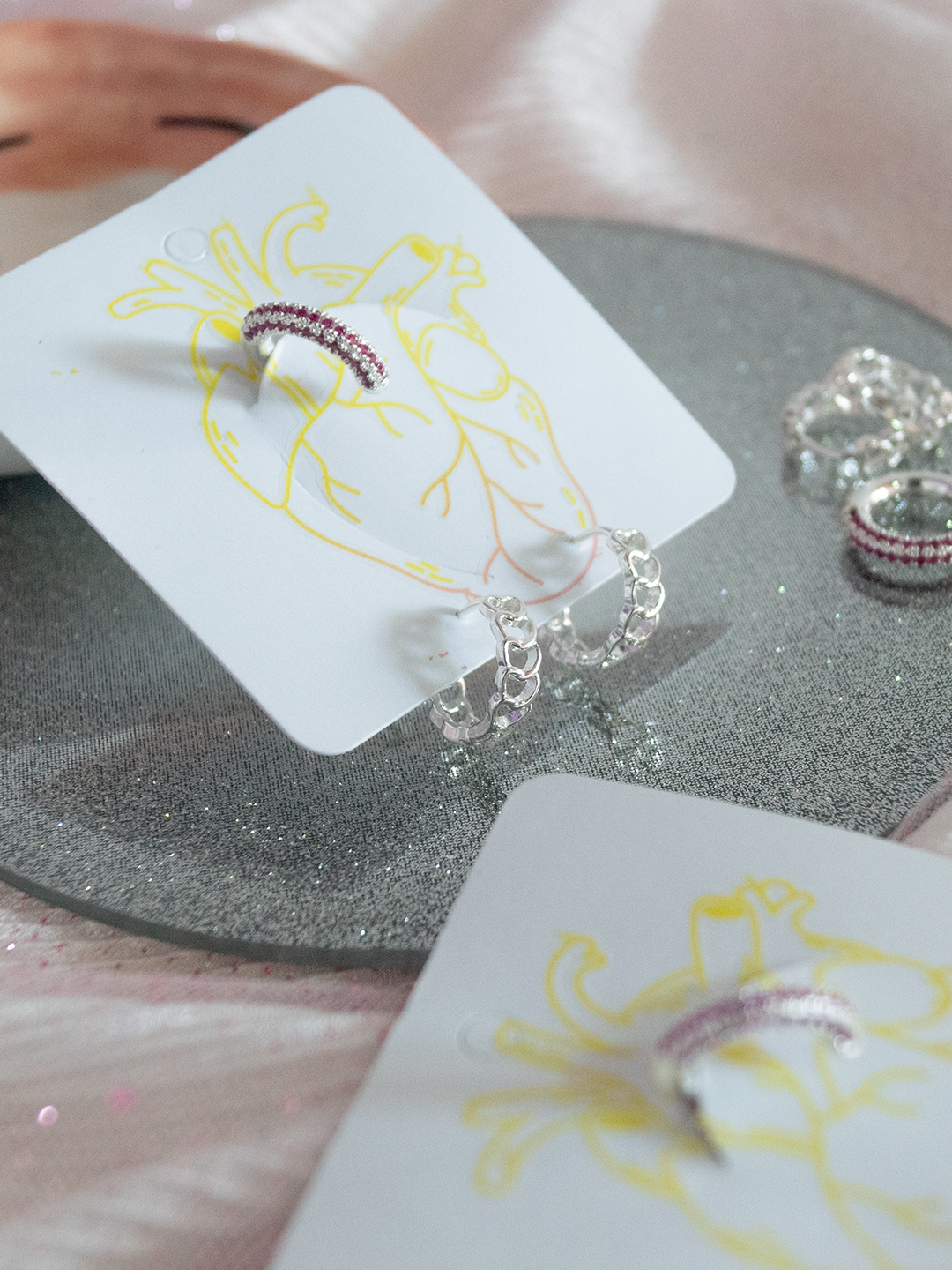 Set Aretes Luz Plateada