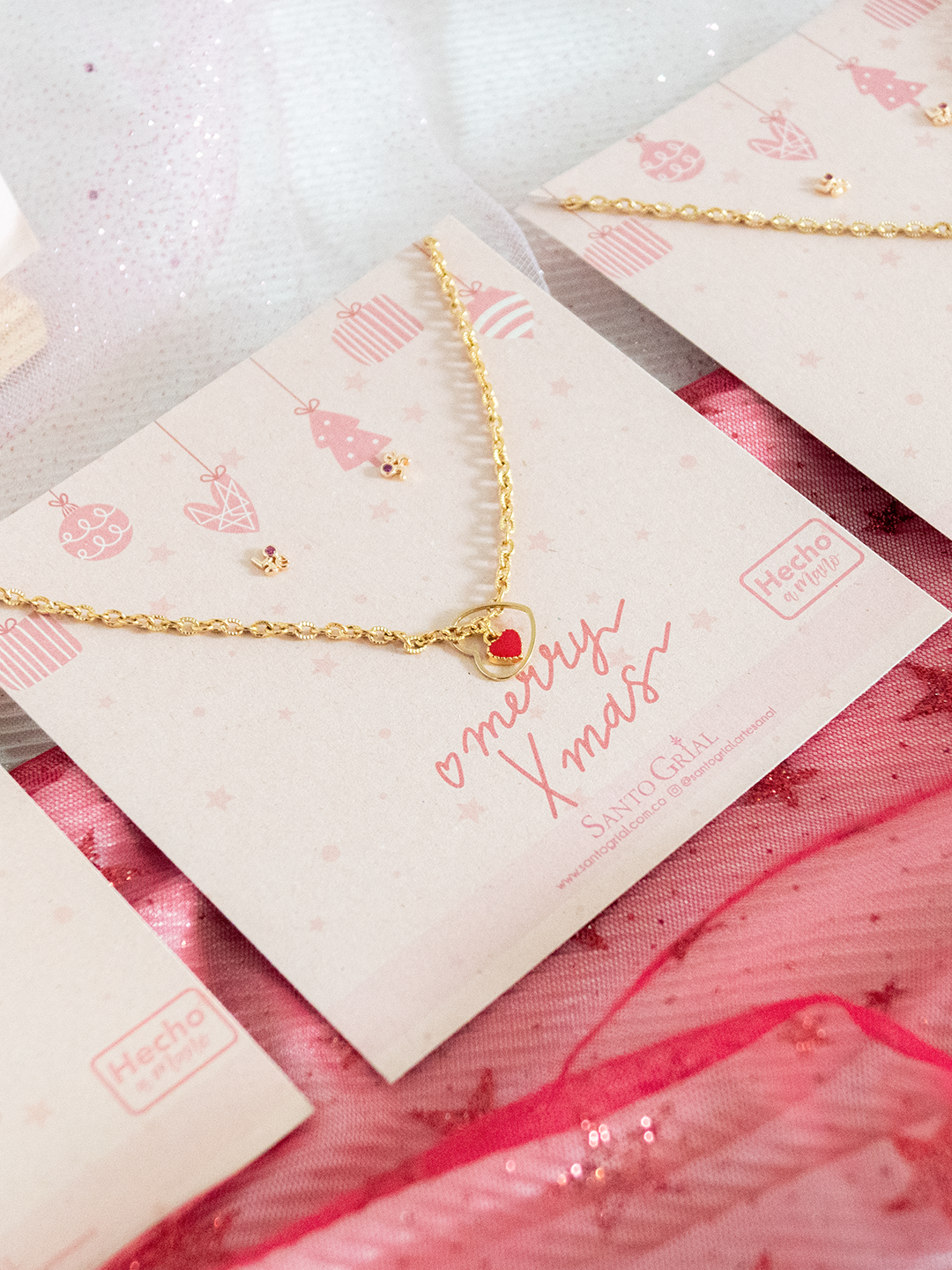 Set Collar Corazoncito de Navidad