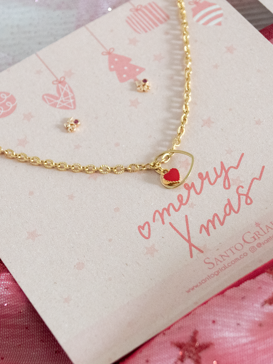 Set Collar Corazoncito de Navidad