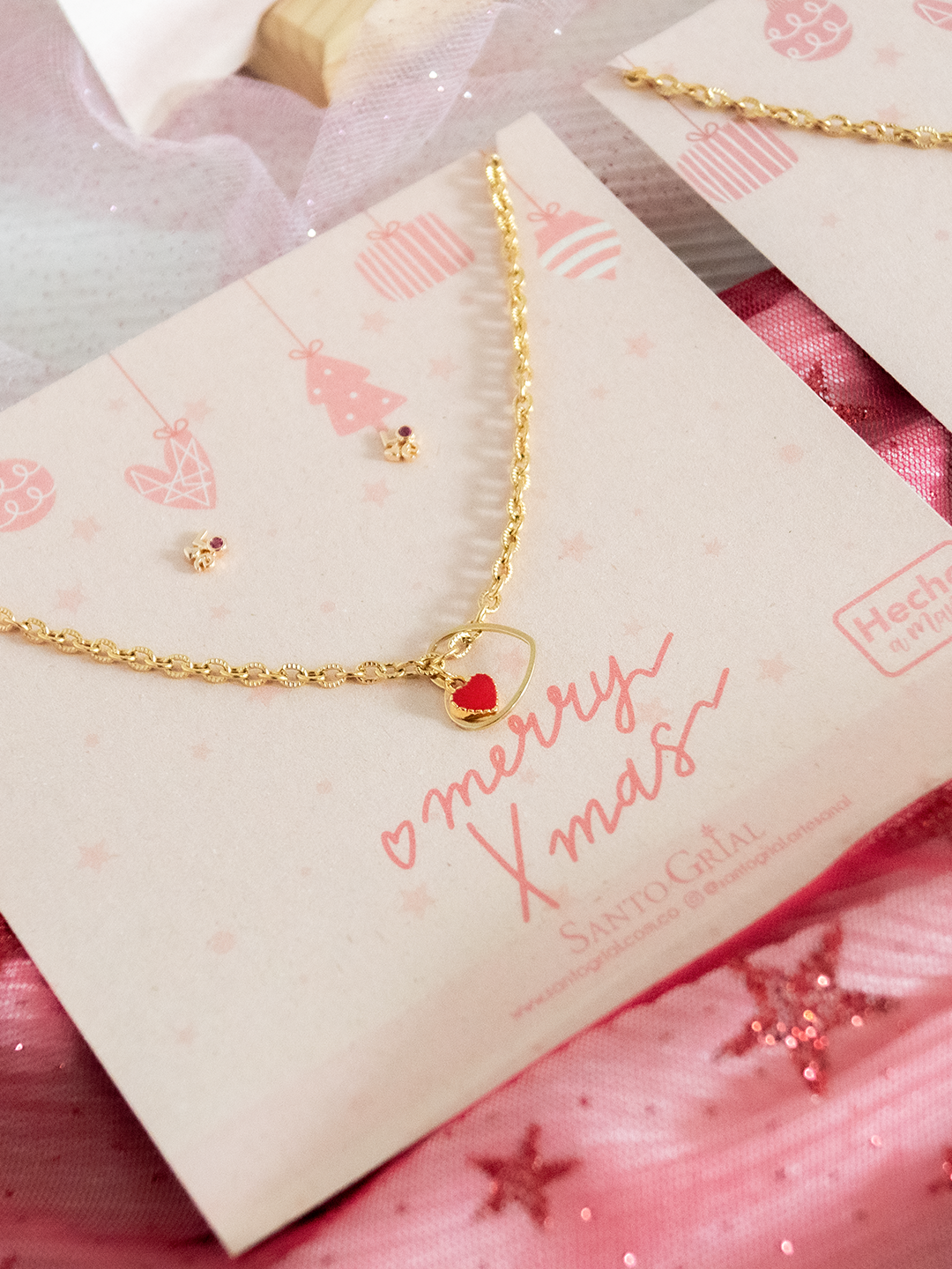 Set Collar Corazoncito de Navidad