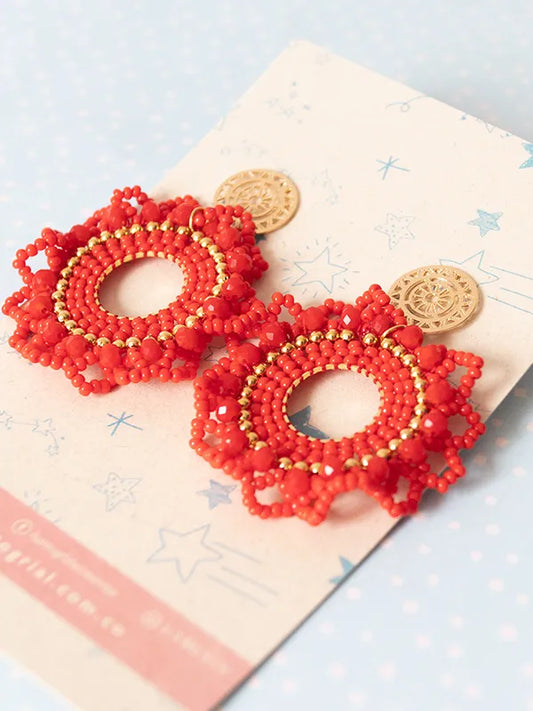 Aretes Mandala Rojo