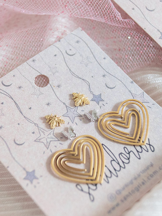Set Aretes Abeja, Alas & Amor