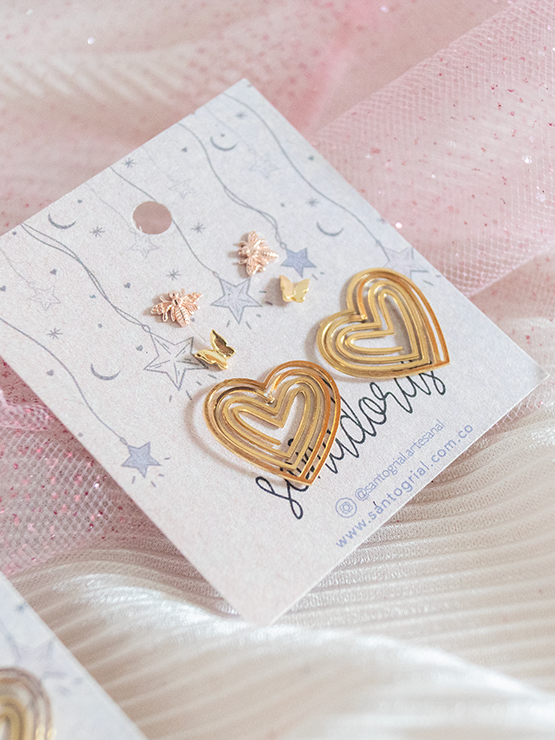 Set Aretes Abeja, Alas & Amor