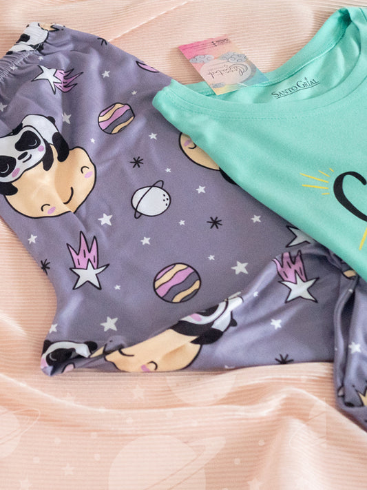 Pijama Pantalon Pandas Espaciales