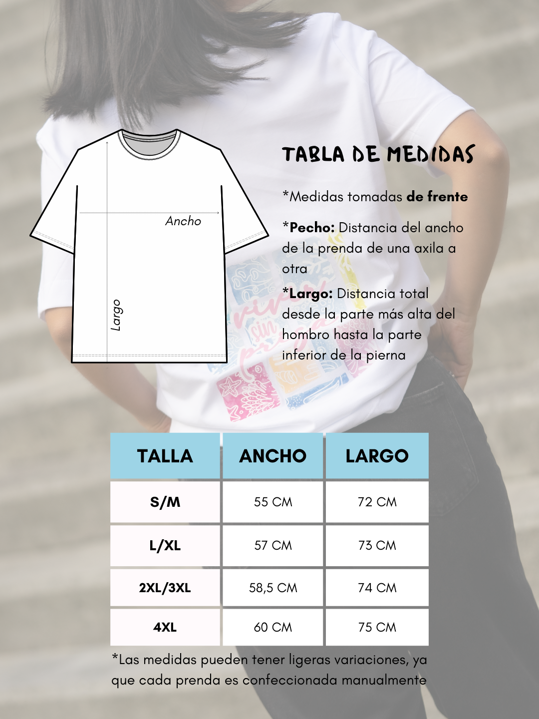 Camiseta Mujer Oversized Vivir Sin Prisa